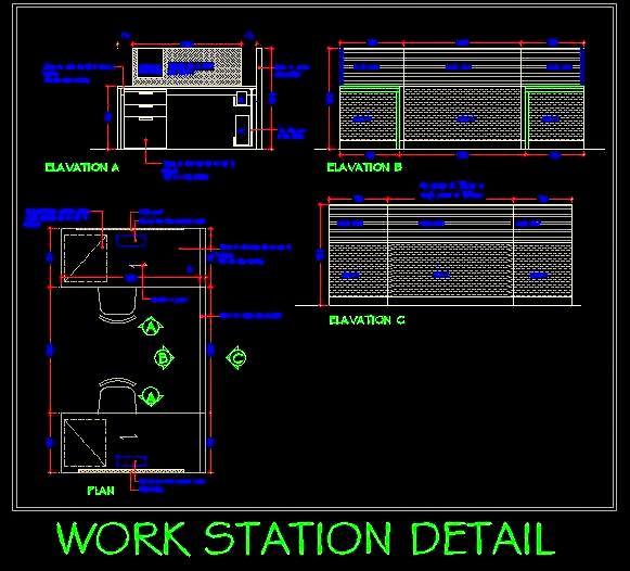 Office Workstation Design Free DWG- Back-to-Back Layout